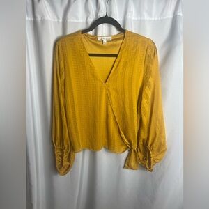 The LINE of style Women's Long Sleeve Chiffon Blouse Golden Yellow Size XL
